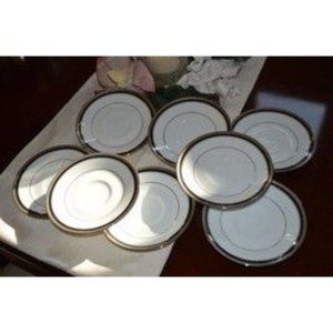 8 Noritake Coffee Cup Saucers Austin Platinum Fine Porcelain China Pat 4360